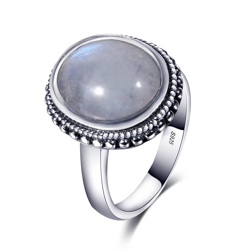 New Listing 10x12MM  Rainbow Moonstone Ring Women&#39;s 925  Silver Jewelry Ring Ret - $36.83