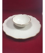 Lenox Gold Rim Chip And Dip Plate Made In USA Greenfield - $54.03 CAD