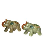 Vintage Pair of Porcelain Lusterware Indian Elephant Figurines - $556.25 MXN