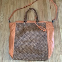 Claudia Firenze Leather Handbag Orange &amp; Brown, Braided Leather Shoulder Bag (c5 - £47.71 GBP