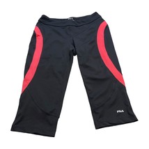 Fila Capri Leggings Sports Women&#39;s Small Black Red Elastic Waist Straigh... - £14.94 GBP