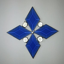 Blue Glass Diamond Beveled Sun Catcher with Clear Gems - £27.63 GBP