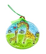 Fused Art Glass Giraffe Mom &amp; Baby Family Ornament Handmade in Ecuador - £3.94 GBP