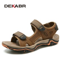 Men Sandals Summer Cow Leather New For Beach Male Shoes Breathable Fashion Men&#39;s - £55.47 GBP