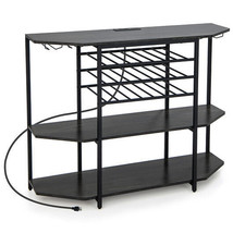 3-Tier Wine Bar Cabinet with Storage Shelves-Gray - Color: Gray - $154.99