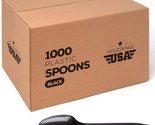 1000 Plastic Spoons Black Medium Weight | Plastic Cutlery Disposable Tea... - £28.15 GBP