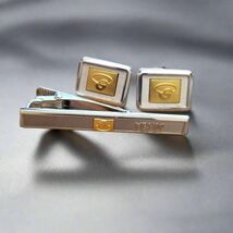 Vintage Silver &amp; Gold Tone Cufflinks and Tie Clip Set Retro Two Tone Gift - $20.79