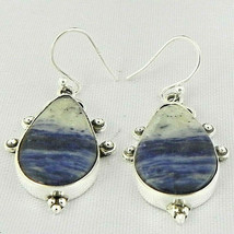 925 Argento Sterling Sodalite Gemma a Mano Orecchini Pendenti Lei Regalo ES-1212 - £30.83 GBP