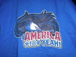 TeeFury Patriotic LARGE &quot;America *!@# Yeah!&quot; Parody Shirt BLUE - £11.09 GBP