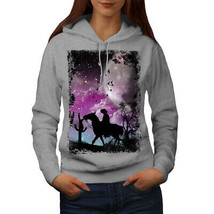 Wellcoda Desert Cactus Moon Womens Hoodie, Horse Casual Hooded Sweatshirt - £29.06 GBP