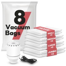Travel Vacuum Storage Bags With Electric Pump, 8 Combo Vacuum Sealed Bags For Cl - £36.16 GBP