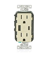Leviton T5633-I 15-Amp Type A &amp; Type-C USB Charger/Tamper Resistant Outl... - $56.67 CAD