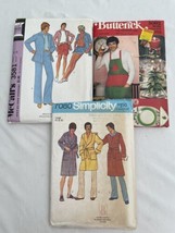 Lot of 3 Vintage SEWING Patterns Mens Jacket Robe Apron Simplicity Butterick - £11.21 GBP