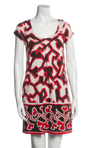 Diane Von Furstenberg Women 2 Ayuka Mini Dress Pink Brown Ginkgo Print Silk - $35.00