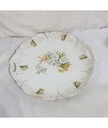 Vintage Hand Painted German floral double handle cake plate White roses - £15.17 GBP