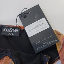 IconSwim Women's Yellowish Brown Slide Thru Swimsuit Black Marble Print Size 2XL image 2