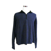 ORVIS Men&#39;s Long Sleeve Pullover Sweater Size L Navy Blue Zip Front - £18.04 GBP
