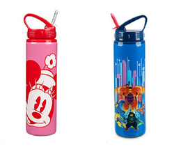 Disney Store Water Bottle Stainless Steel Drink Straw Minnie Mouse Big Hero - £31.81 GBP