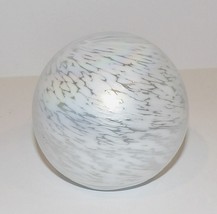 Stunning Art Glass White Iridescent Swirl Design 3&quot; Paperweight - $34.74