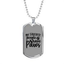 People Paws Necklace Stainless Steel or 18k Gold Dog Tag 24&quot; Chain - £37.15 GBP+