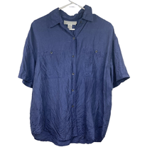 Sophisticates by Jonathan Martin Silk Button Front Pocket Shirt Blue Womens M - £10.78 GBP