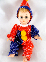 Vintage Madame ALexander LITTLE GENIUS 7&quot; Doll in clown outfit drink wet - $28.40