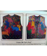 Crazy Cat Lover Vest 1990 Shirley Fowlkes Color Me Cats Pattern Lady S M... - £22.24 GBP