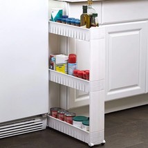 3-Tier Slim Rolling Storage Cart w/ Wheels Kitchen Bathroom Office Laund... - £29.39 GBP