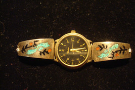 VINTAGE NATIVE AMERICAN TURQUOISE WATCH BRACELET BAND WITH WATCH - £31.45 GBP