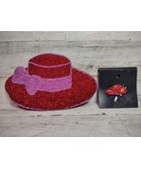 Red Hat Society Beaded Coin Purse w/ Rhinestone Brooch Pin Red Purple *R... - £4.29 GBP