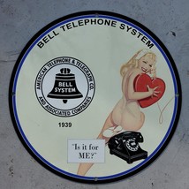 Vintage 1939 Bell Telephone System &#39;&#39;Is It For Me?&#39;&#39; Porcelain Gas &amp; Oil Sign - £98.36 GBP