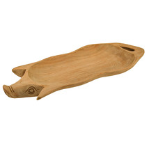 Zeckos Hand Carved Pig Shaped Decorative Wooden Serving Tray 15 Inch - £31.54 GBP