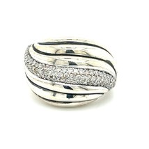 David Yurman Authentic Estate Diamond Sculpted Cable Ring 7.75 Silver DY210 - £944.00 GBP