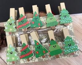 Cute Wooden Photo Clips,Craft Photo Paper Pegs Clothespins,Christmas Ornaments - £2.54 GBP