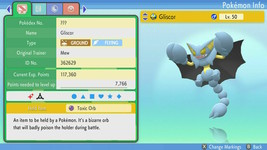 Pokemon Brilliant Diamond/Shining Pearl Shiny Gliscor 6IVs Custom Natures - £3.98 GBP