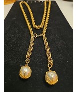 Vtg 1980&#39;s Wrap Lariat Baroque Faux Pearl Hanging Scarf Necklace Charm P... - £58.63 GBP