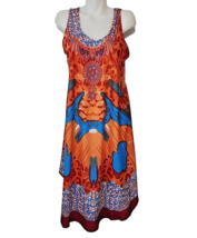 Orange Blue Floral Handkerchief Tank Dress Womens Size Small Bright Pullover NWT - $14.99