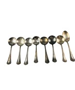 7 Vtg ROGERS AA SILVERPLATE 7&quot; Soup Gumbo Spoons 1 Large Spoon FLORAL DE... - £40.03 GBP