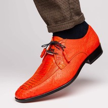Andretti Genuine Ostrich Leg Dress Derby's Tasseled laces Shoes Orange image 7