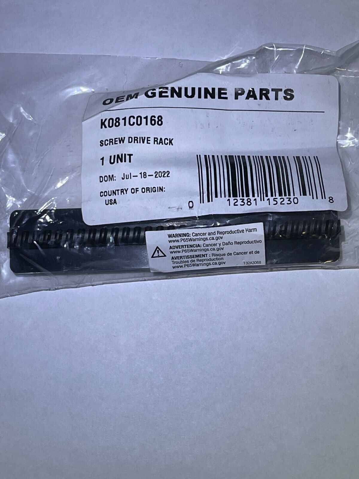 Liftmaster 81C168 Screw Drive Rail Assembly Rack Garage Door Opener Chamberlain