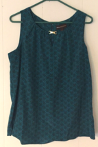 Dana Buchman Blouse size L women zip close teal color sleeveless - £8.01 GBP