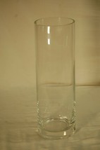 An item in the Collectibles category: Clear Glass Tall Floral Cylindrical Flower Vase Cooler Unknown Maker