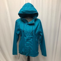 Iceburg Outerwear Womens Jacket XL Teal Waterproof Hooded Packable Light... - $19.60