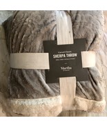 Martha Stewart Carved Classic Sherpa throw Grey &amp; White 50&quot; X 60&quot; - £31.93 GBP