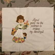 Vntg Bucilla Mom “endure My Blessings”/Pillow Top Needlecraft Crewel Embroidery - £23.02 GBP