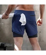 Men Running Shorts 2 In 1 Double-deck Sport Gym Fitness Jogging Pants, N... - £10.26 GBP