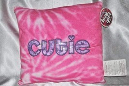 Pink Tie Die Plush Pillow with Purple Sequined &quot;Cutie&quot; - $9.89