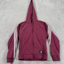 Adidas Womens Maroon Long Sleeve Two Pockets Full Zip Hoodie Size XS - £19.43 GBP