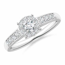 ANGARA 3.8mm Natural Diamond Halo Engagement Ring in Silver - £497.00 GBP+