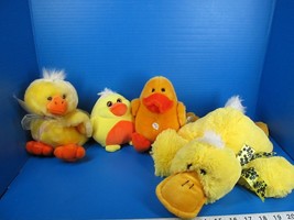 Lot of 4 Yellow Chicks Ducks random plush lot no sound - £10.85 GBP